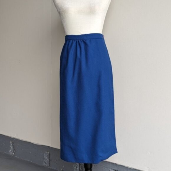 Vintage 80's 100% wool Jules for Progress Royal Blue two piece skirt suit set - Picture 8 of 10